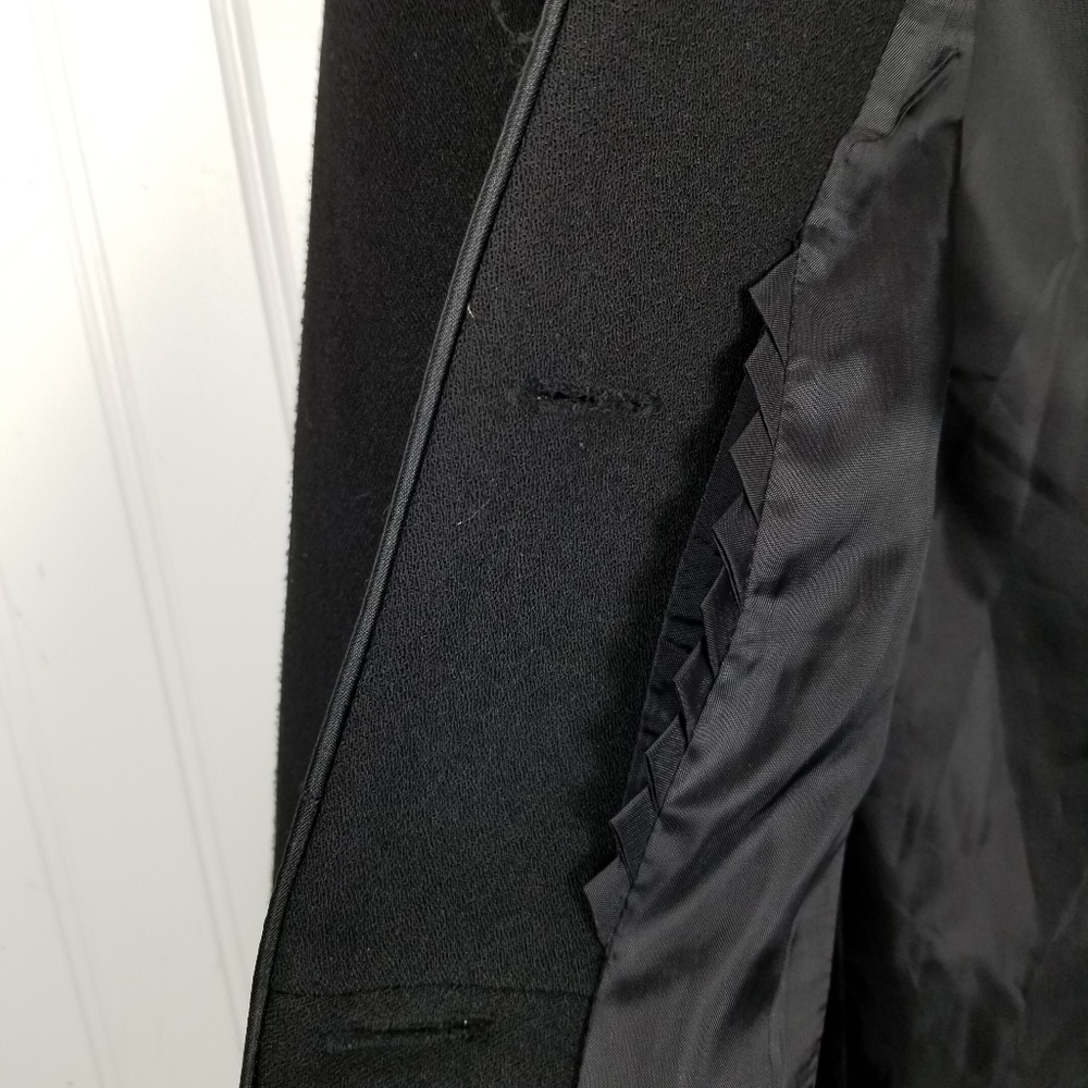 Blazer Linen Wool Cashmere Black Paisley Button Lined Military Jacket Mobwife - Picture 9 of 10